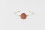 Sterling Silver Skinny Cuff with Large Hammered Copper Disc