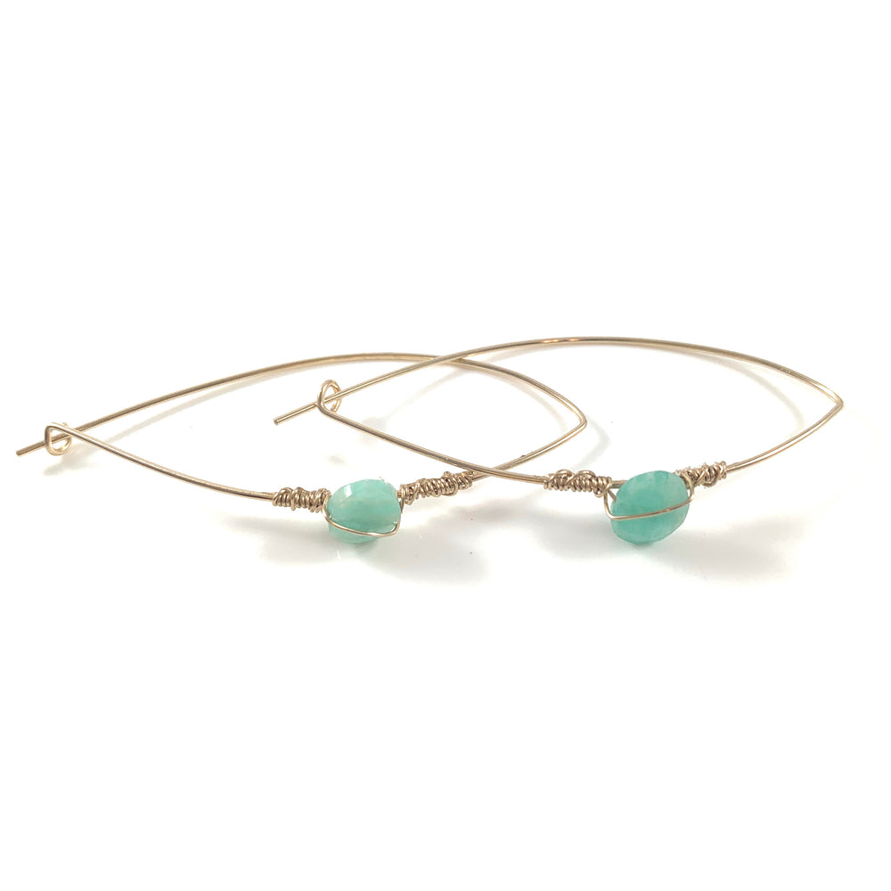 Latched Almond Earrings with Amazonite