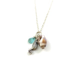 Sterling Silver Beach Treasure Seahorse Charm and Apatite Necklace