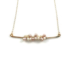 White and Pink Fresh Water Pearls on a Sterling Silver Bar Necklace