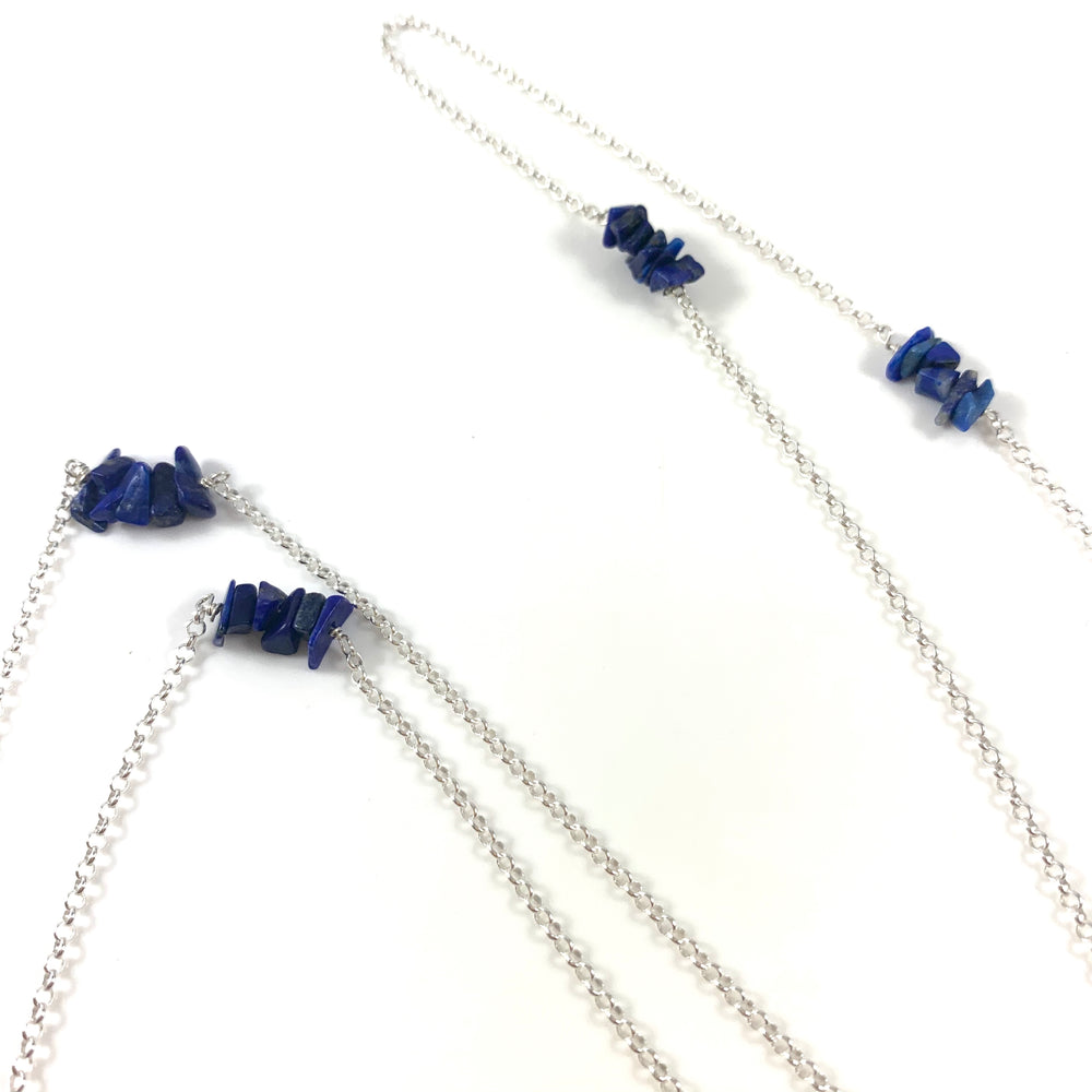 Seven Channel Island Long Necklace - Lapis Lazuli