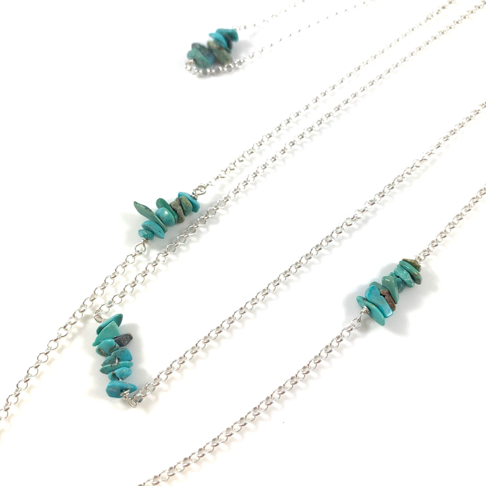 Seven Channel Island Long Necklace - Turquoise