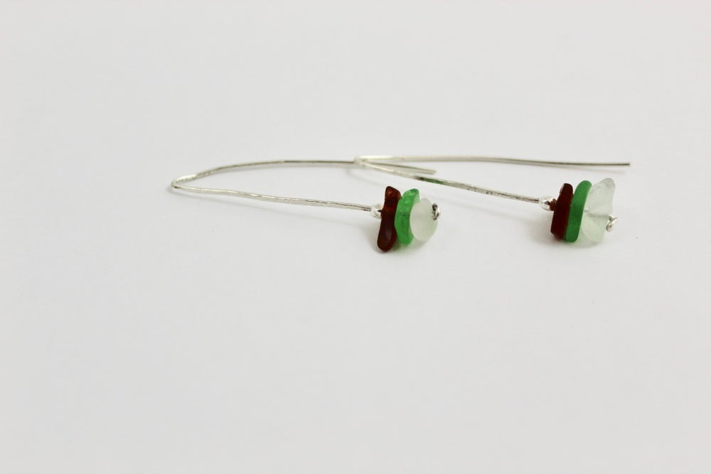 Beach Glass Pin Earrings