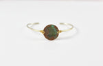 Sterling Skinny Cuff with Green Patina Copper Disc