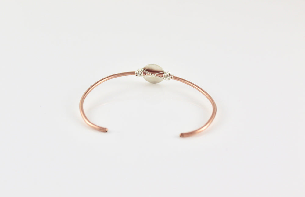 Rose Gold Fill Skinny Cuff with Sterling Disc