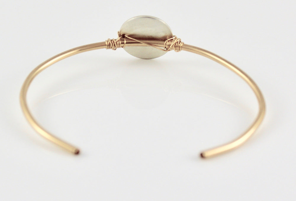14k Gold Fill Skinny Cuff with Large Silver Disc