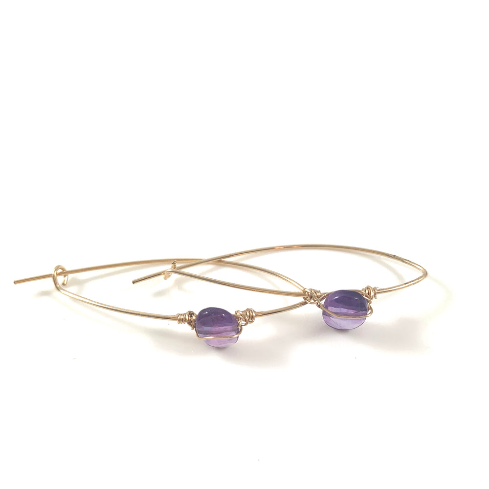 Latched Almond Earrings with Amethyst