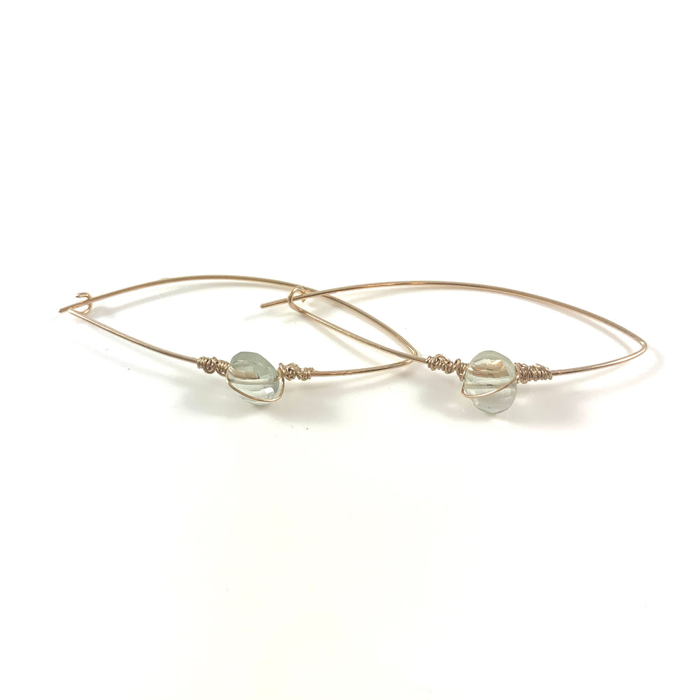 Latched Almond Earrings with Green Amethyst