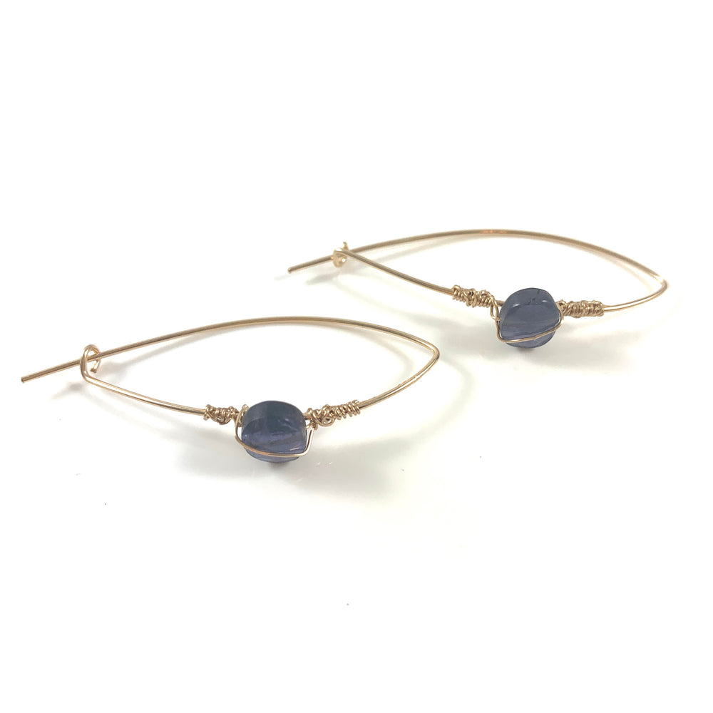Latched Almond Earrings with Iolite