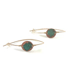 Latched Almond Earrings with Green Patina Copper