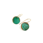 Midi Green Patina Copper Disc Earrings