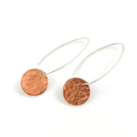 Long Single Copper Disc Earrings