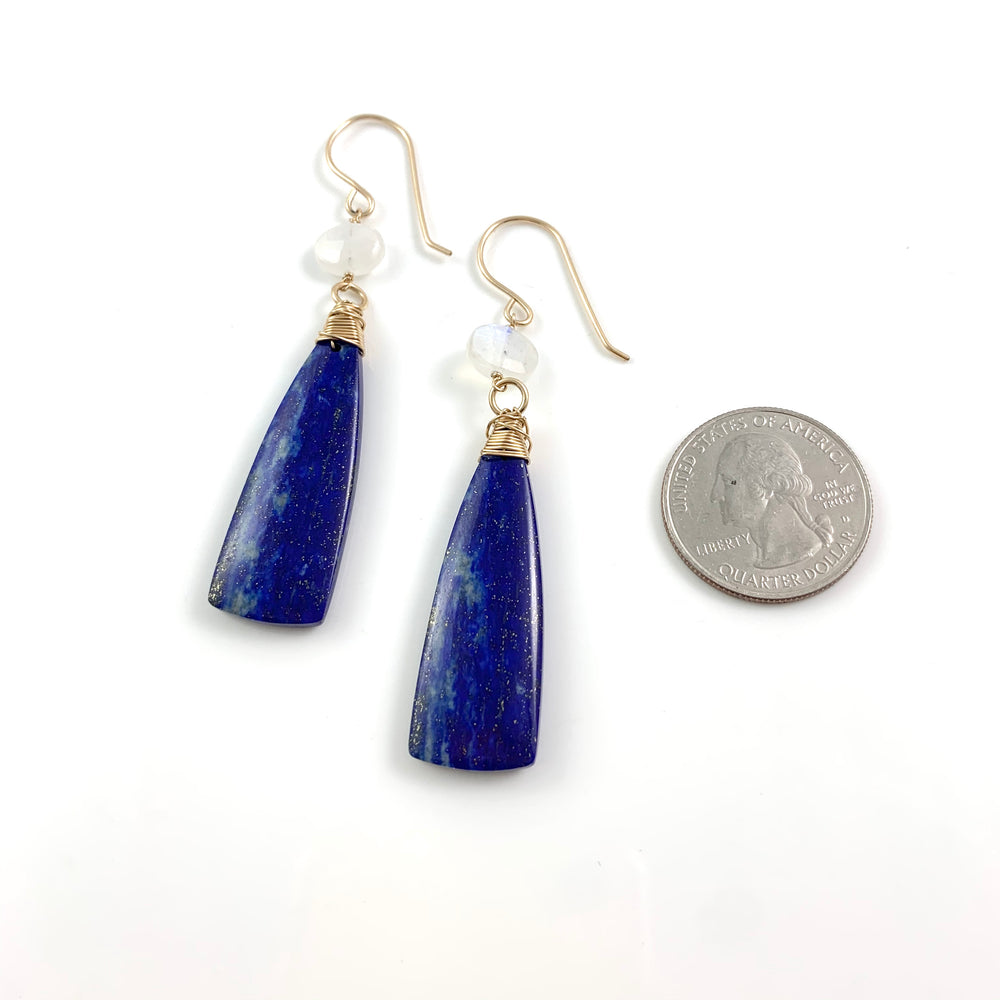 White Moonstone and Lapis Lazuli Earrings