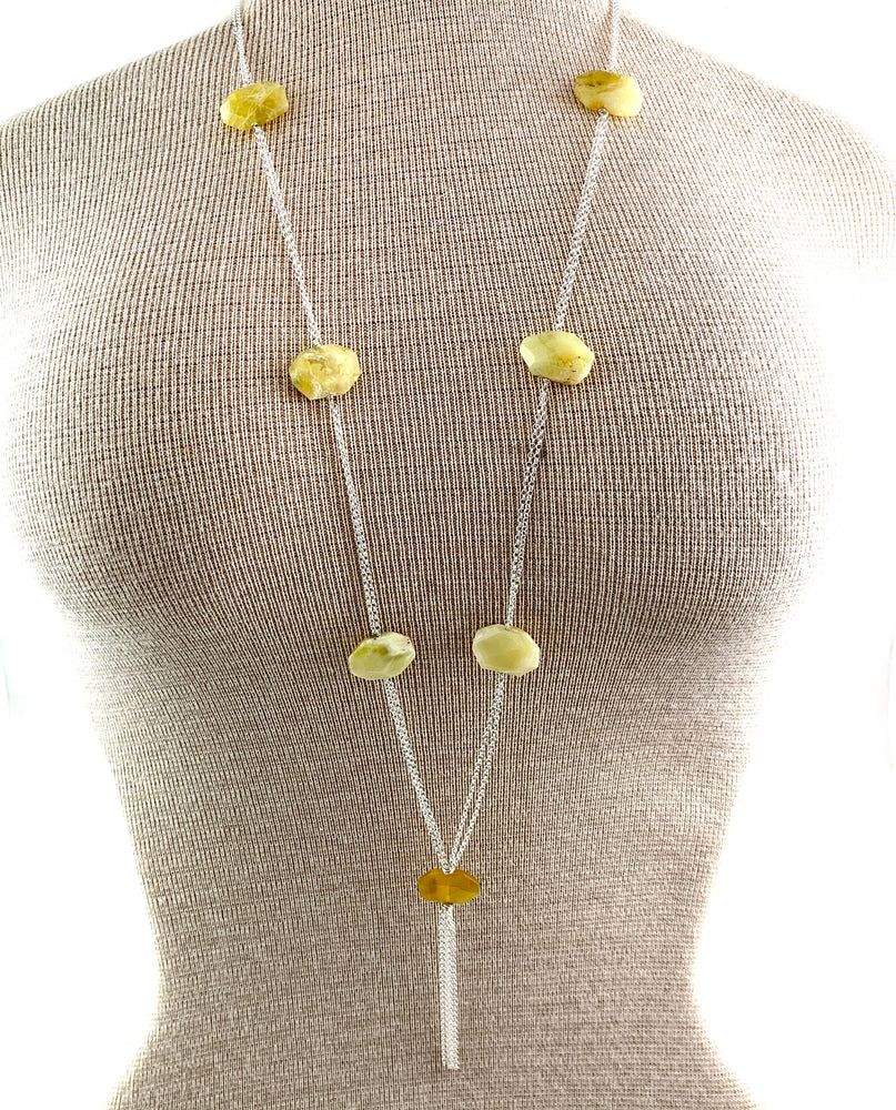 Chunky Seven Stone Yellow Opal Necklace