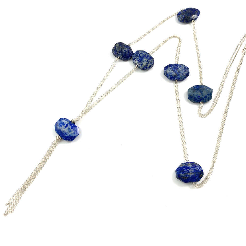 Chunky Seven Stone Lapis Lazuli Necklace