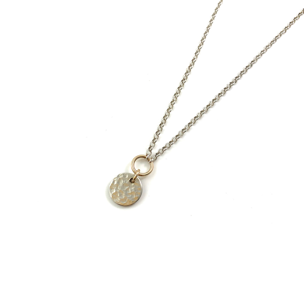 Hammered Sterling Silver Disc Reversible Necklace