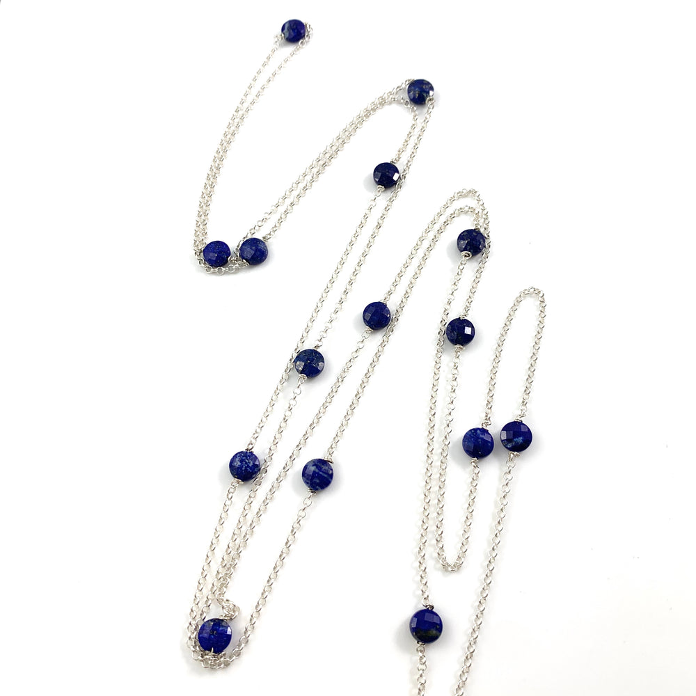 Long Fifteen Stone Lapis Lazuli Necklace