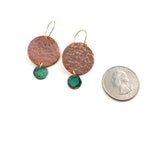 Large Copper Disc with Mini Green Patina Disc Earrings