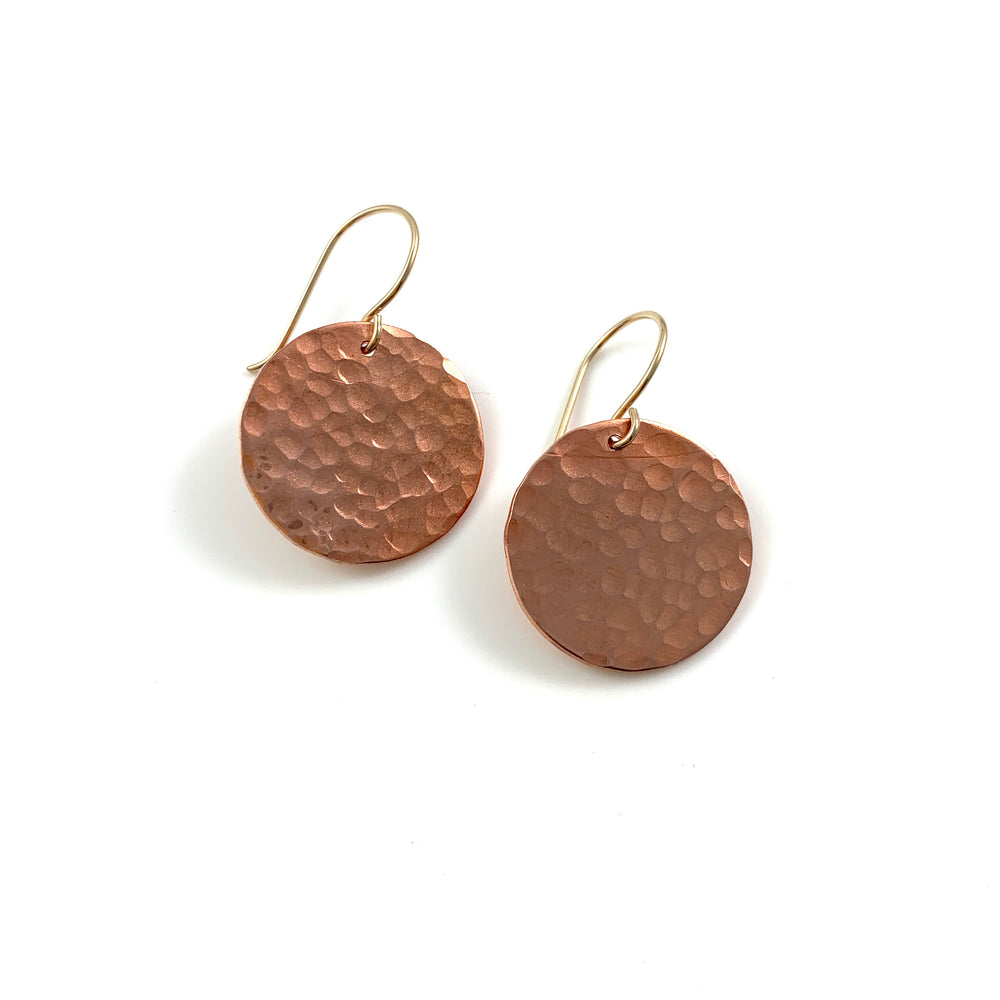 Single Large Copper Disc Earrings