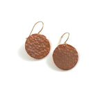 Single Large Copper Disc Earrings