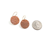 Single Hammered Copper Disc Earrings