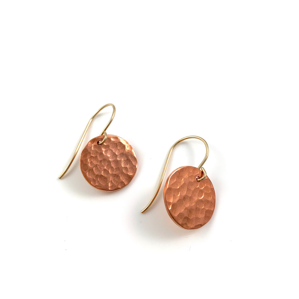 Single Mini Midi Copper Disc Earrings