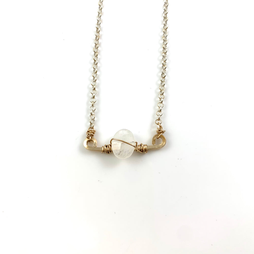 Mini Bar with Gemstone Necklace - White Moonstone