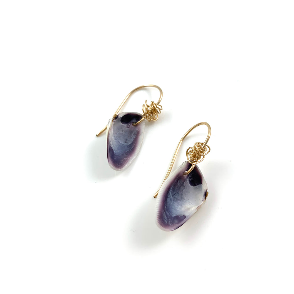 Purple Clam Shell Earrings