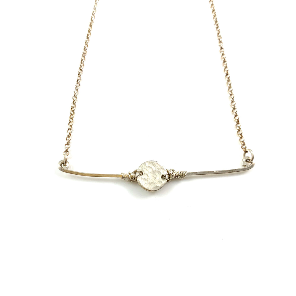 Sterling Bar and Sterling Disc Necklace