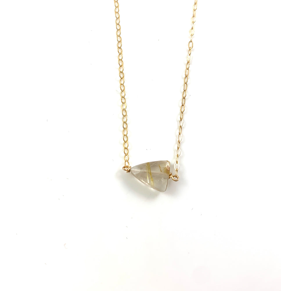Golden Rutile Quartz Simple Stone Necklace