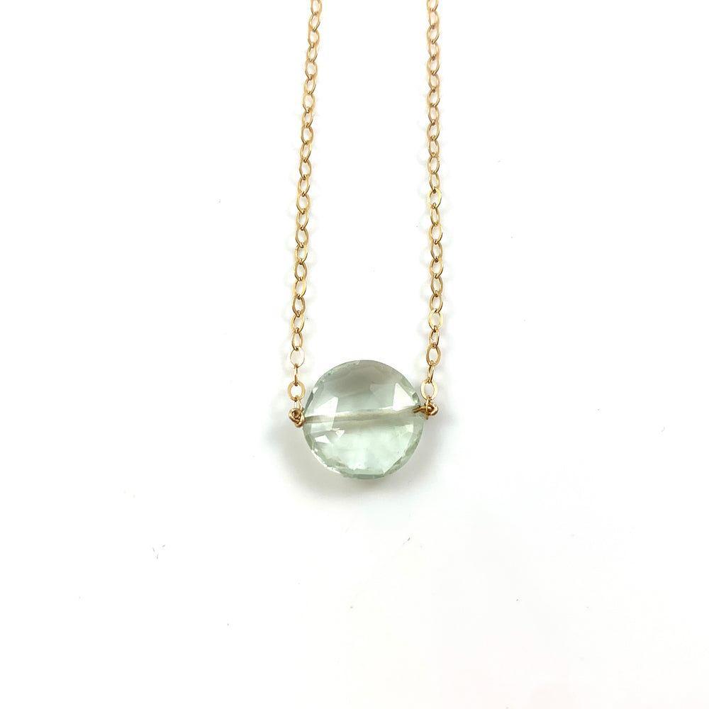 Green Amethyst Simple Stone Necklace