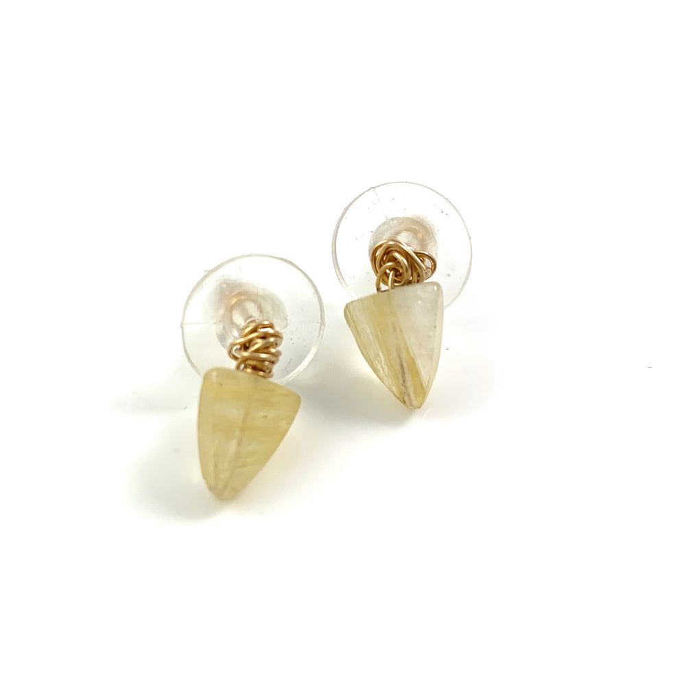 14k Gold Fill Golden Rutile Quartz Stud Earrings