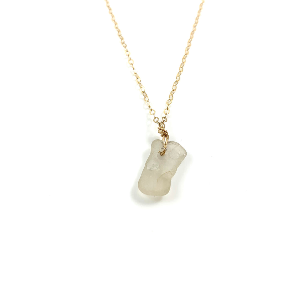 Simple Clear Beach Glass Necklace