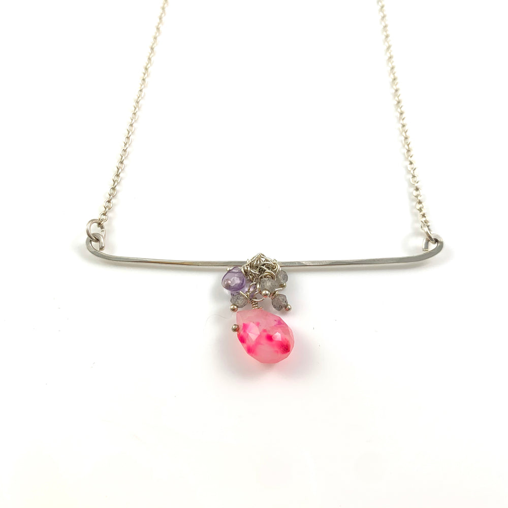 Tasteful Little Taste Necklace - Pink Chalcedony, Amethyst & Labradorite