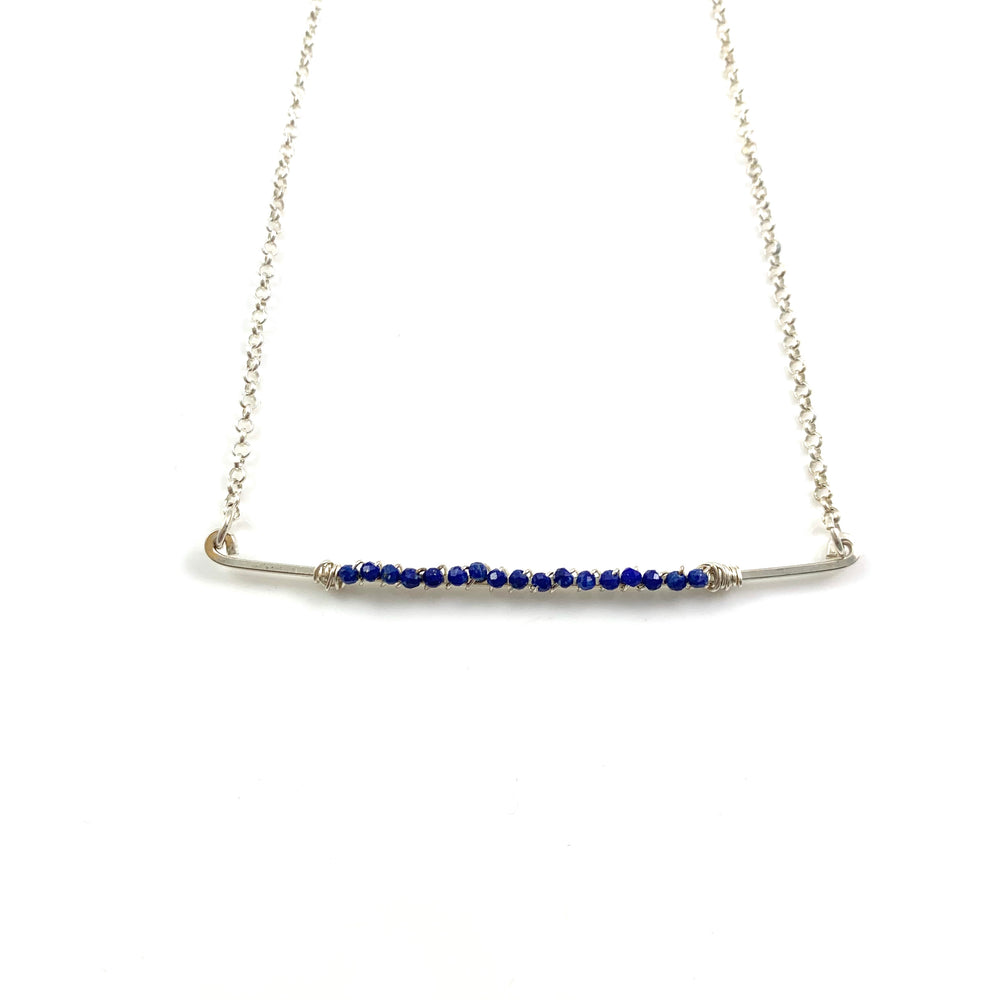 Lapis Lazuli on a Sterling Silver Bar Necklace