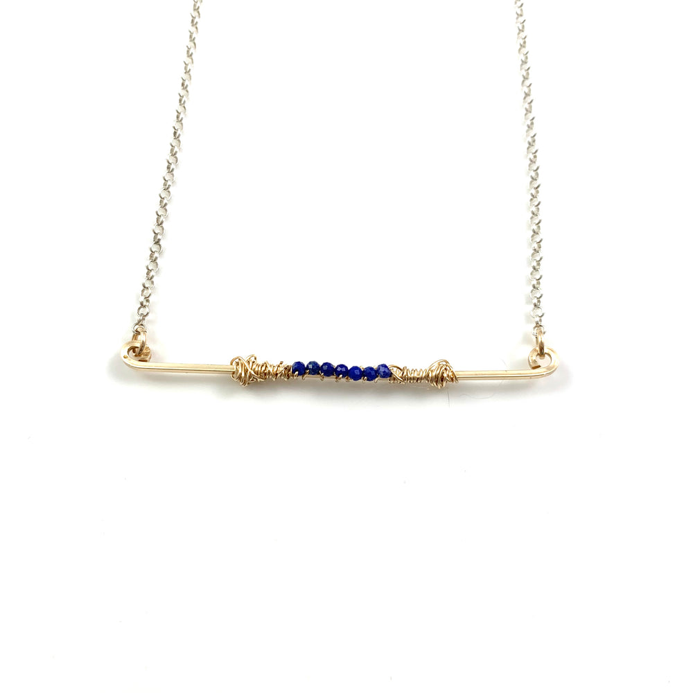 Lapis Lazuli on 14k Gold Fill Bar Necklace