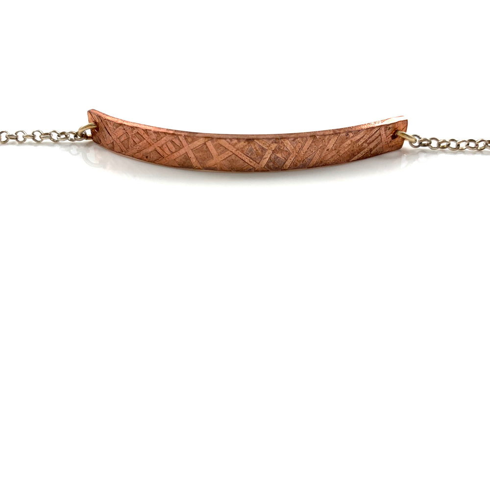 Criss Cross Texture Copper Bar Bracelet