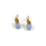 14k Gold Fill Blue Chalcedony Stud Earrings