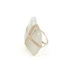 14k Gold Fill Frosty White Beach Glass Ring Size 7